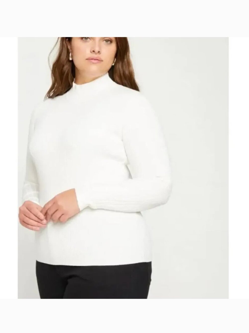 Universal Standard Mockneck Ribbed Sweater in Ivory / Cream Size S (14-16)